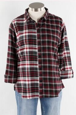 NWT Mismatched Grunge Plaid Button Front Flannel size XL